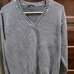Brandy Melville GreyBlue V-Neck Knit Sweater